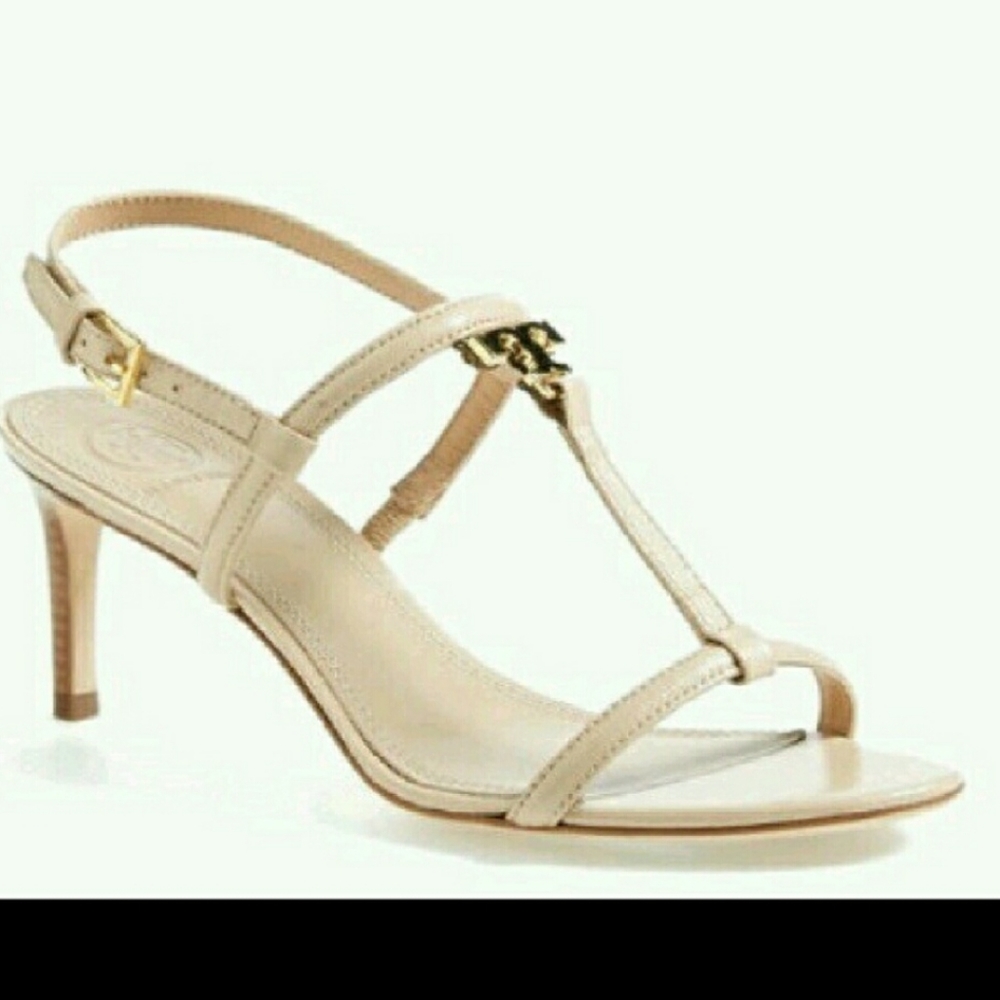 Tory Burch T Logo Saffiano Heels